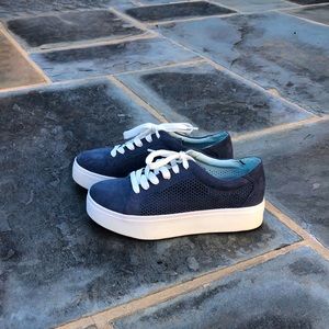 Dr Scholl’s blue suede womens platform lace up sneaker